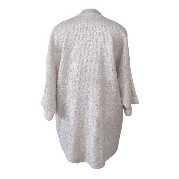 LUSH Cream Cocoon Sweater Size M Loose Casual Oversized Slouchy Kimono Metallic - Picture 3 of 12